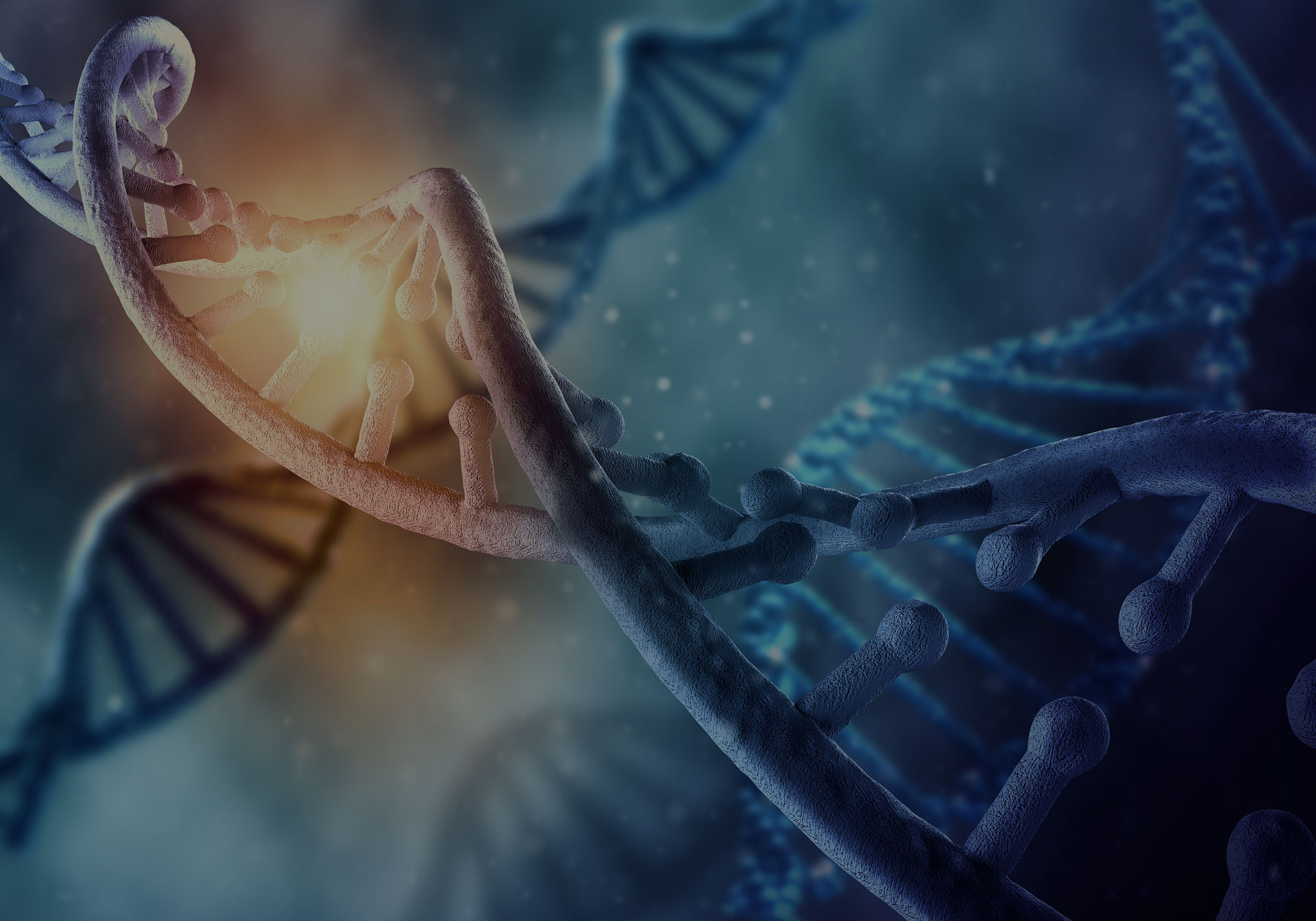 Biochemistry background concept with high tech dna molecule